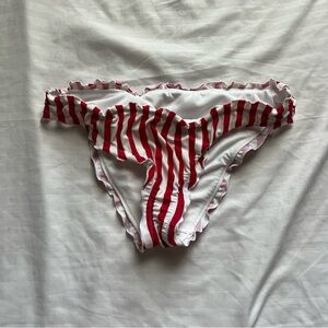 Shade & Shore Red and White Striped Bikini Bottom